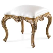 Casa Padrino luxury baroque leather stool white/brown - Handmade baroque style stool with high quality genuine leather - Baroque furniture - Noble & magnificent - Luxury quality - Made in Italy