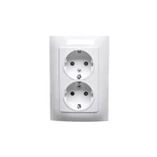 Simon 10 Dvojna SCHUKO vtičnica z zaklopkami bela 16A 250V IP20 CGSZ2Z/11