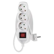 Podaljšek 2 m/3 vtičnice/s stikalom/beli/PVC/1 mm2