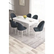 Hanah Home Set Trpezarijski sto i 6 stolica Roz, Antracit-beli