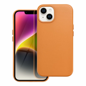 Maska Leather Mag Cover od eko kože s ugradenim magnetnim obrucem za iPhone 14 Plus - orange