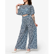 Resti Womens navy blue pleated set with black flowers - Clothing