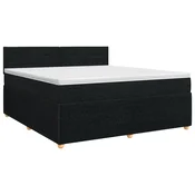 vidaXL Postelja boxspring z vzmetnico Črna 180 x 200 cm Blago