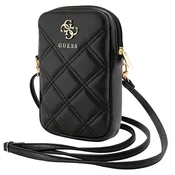 Univerzalna torbica za telefon Guess Zip Quilted 4G z nastavljivim trakom in zadrgo - black