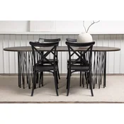 Venture Design Jedilna miza in komplet stolov Stone Crosett 74x220x100 cm črna