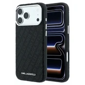 Karl Lagerfeld PU zrnast celopovršinski polovični MagSafe zadnji ovitek za iPhone 18 Pro, črn