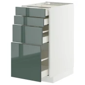METOD / MAXIMERA Podni element 4 fronta/4 fioke, bela/Kallarp tamna sivozelena visokog sjaja, 40x60 cm