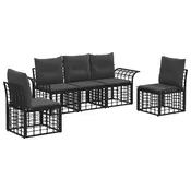 Set vanjskih sofa 5 pcs Crna i tamno siva Poliester