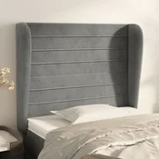 Vidaxl vidaXL Vzglavje s krilci svetlo sivo 93x23x118/128 cm žamet