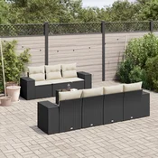 8-dijelni set vrtnih sofa od poliratana s jastucima crni Crna 83 x 62 x 69 cm
