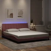 shumee vidaXL Posteljni okvir z LED svetlo roza 180x200 cm žamet