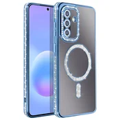 AVIZAR Ovitek za Galaxy A57 Združljiv s polnjenjem Qi z diamantnim Strass robom, Modra, (5000274146)