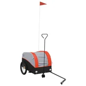Vidaxl Kolesarska prikolica črna in oranžna 30 kg železo