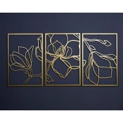 Wallity Zidna dekoracija Floral Line Art - APT529 v2, 46 x 69 cm, Gold