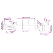 3-dijelni set sofa s jastucima krem od umjetne kože