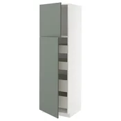 METOD / MAXIMERA Vis.el. s 2 vrata/4 fioke, bela/Nickebo mat sivozelena, 60x60x200 cm