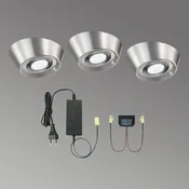Evotec komplet 3 LED svetilk za pod omarico PAL CF, O 12 cm - Kuhinja - Sodobni - nerjaveče jeklo, opal - Kovina