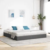 vidaXL Ottomanska postelja Temno siva 200 x 200 cm blago