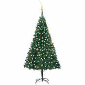 Umjetno osvijetljeno božicno drvce s kuglicama zeleno 240cm PVC