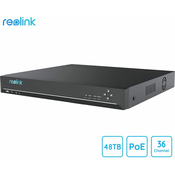 Snemalna enota Reolink RLN36, priklop do 36 kamer, 3x max. 16TB HDD disk, razširljiv spomin do 48TB, neprekinjeno snemanje, alarm, črna