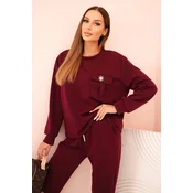 Kesi Włoski Womens set buttercream sweatshirt and pants with elastic plum