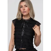 Kratka ženska bluza s čipkastimi detajli