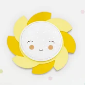 Elobra LED stenska svetilka Sun Starlight Smile, rumena - otroška soba - Les