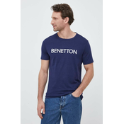 Pamucna majica United Colors of Benetton boja: tamno plava, s tiskom