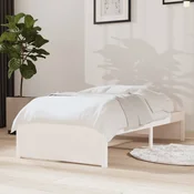 shumee vidaXL Posteljni okvir bel masiven les 75x190 cm enojni