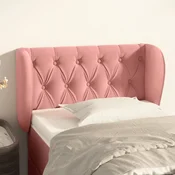 Uzglavlje s ušima ružicasto 83x23x78/88 cm baršunasto