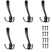UNBRANDED Črn stenski obešalnik - set 5 kos.