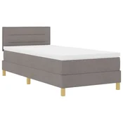 Vidaxl LED Box Spring Postelja z LED trakami Taupe 100 x 200 cm blago