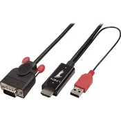 Lindy 41456 prilagodnik za video kabel 2 m HDMI VGA (D-Sub) Črno