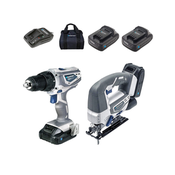 Blaupunkt BP-SET2 set obdelovalnih strojev z DNA sistemom (baterijski vrtalnik + vbodna žaga + hitri polnilec + 2x2Ah baterija)