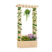 Costway Lesen viseči rastlinjak z mrežo 66x32x153 cm naravne barve
