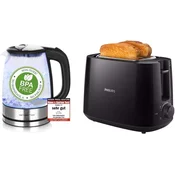 Emerio Emerio WK-119988 stakleni kuhalo za vodu 1,7L 2200W & Philips HD2581/90 toster