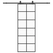 Vidaxl Drsna vrata z opremo črna 76x205 cm ESG steklo