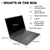 HP - Victus 15.6 144Hz Full HD Gaming Laptop - AMD Ryzen 7 7445HS - 16GB Memory - NVIDIA GeForce RTX 4050 - 512GB SSD - Mica Silver