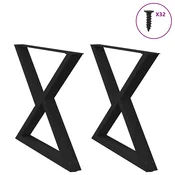 vidaXL vidaXL Noge za jedilno mizo 2 kosa črne 90 x (72-73,3) cm jeklo, (21828279)