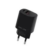 shumee 20W Beline Power Delivery QC 3.0 USB-C/USB stenski polnilnik črne barve
