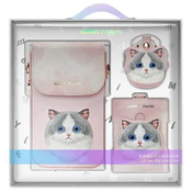 slomart Komplet Nimmy Big Eyed Pet 2.0 Cat 3v1 torbica za telefon + denarnica + etui za lokator - roza