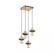 Luster na sajli MIKO 4xE27/15W/230V crna/bež