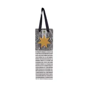 VREČKA DARILNA ZA STEKLENICO 12x35x8cm ČRTE/ZVEZDA SIVA NL