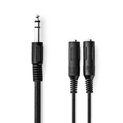 Nedis Stereoljud kabel | 6,35 mm Hane | 2x 6,35 mm Hona | ponikljana | 0,20 m | Okrogla | Lada
