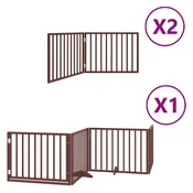 Vidaxl Ograda za pse z vrati zložljiva 8 panelov rjava 640 cm les
