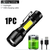 KJB Mini polnilna LED svetilka COB in XPE z zoomom 1 kos