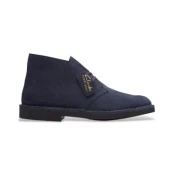 Clarks za moške. 26168085 Škornji Desert Bt Evo Navy (44), Ravna stran, Semiš, Čipke, Priložnostno, Mornarica