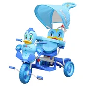 Otroško kolo Blue Duck s 3 kolesi + zvoki + streha + ovira