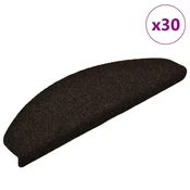 Vidaxl Preproge za stopnice, samolepilne, 30 kosov, 65 x 21 x 4 cm, temno rjave, polkrožne, velike