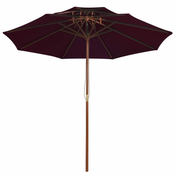 Suncobran s dvije razine i drvenim stupom 270 cm bordo